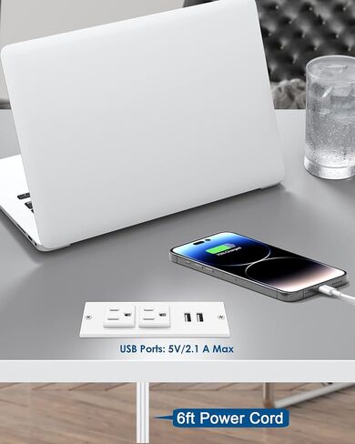Recessed Power Strip 45W USB C,Furniture Flush Mount,Black,6FT in Kuwait