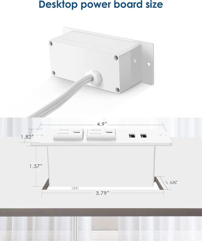 Recessed Power Strip 45W USB C,Furniture Flush Mount,Black,6FT in Kuwait