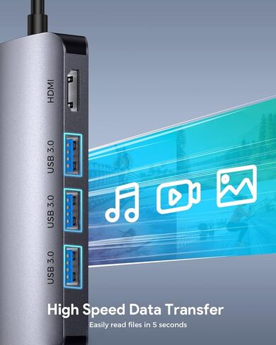 محول USB C Hub متعدد المنافذ، Vilcome 8 في 1 USB C Hub مع جيجابت إيثرنت، 4K HDMI، شحن PD 100 واط، منافذ بيانات USB 3.0 5 جيجابت في الثانية، قارئ بطاقة SD/TF، ​​لأجهزة الكمبيوتر المحمول MacBook Pro/Air HP Dell in Kuwait