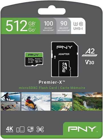 بطاقة ذاكرة فلاش PNY Premier-X Class 10 U3 V30 microSDXC سعة 64 جيجابايت من PNY 5 عبوات - 100 ميجابايت/ثانية، الفئة 10، A1، 4K UHD، Full HD، UHS-I، micro SD in Kuwait