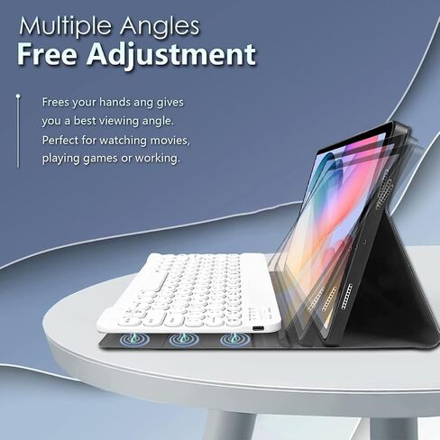 حافظة لوحة مفاتيح بإضاءة خلفية من Wineecy لجهاز Samsung Galaxy Tab S6 Lite مقاس 10.4 بوصة موديل 2022/2020 (SM-P610/P613/P615/P619)، لوحة مفاتيح لاسلكية قابلة للفصل بإضاءة خلفية بـ 7 ألوان وغطاء حامل قابل للطي من البولي يوريثان، أزرق in Kuwait