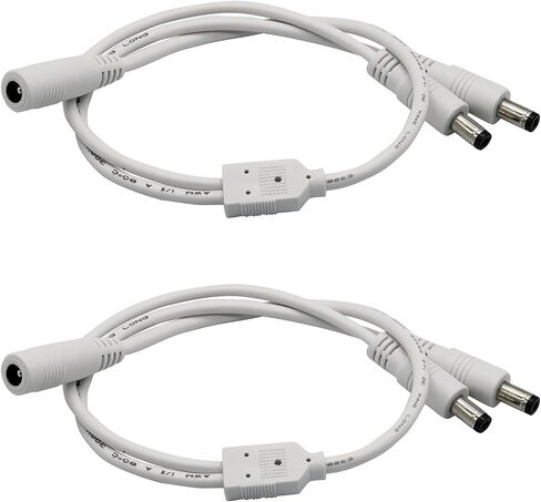 PAUTIX 2-Pack DC 1 Female to 2 Male 5.5mm X 2.1mm Splitter Cable DC Power Adapter Cord,2 Ways Y Shape DC Plug Connectors for COB 2835 3528 LED Strip Lights CCTV Security Cameras Controllers 12V 24V 5V in Kuwait