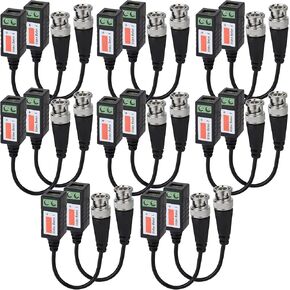 Passive Video Balun Connectors 8 Pairs Cat5 HD Mini CCTV BNC Video Balun Transceiver Cable with Lighting Protection and Coax BNC Connector to RJ45 Terminal for CCTV Surveillance Camera Systems in Kuwait