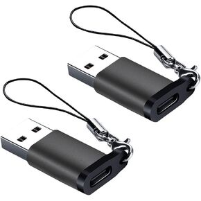 محول Seminer USB C أنثى إلى USB A ذكر (2 حزمة) مع حبل قصير، محول USB من النوع C إلى USB A 3.0 متوافق مع MacBook Pro وSamsung Notebook والكمبيوتر المحمول والكمبيوتر الشخصي والمزيد، رمادي