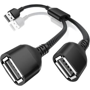 Itramax USB Splitter Y Cable 1FT,USB 1 Male to 2 Female Extension Cord,Dual Double USB Port Extender Hub,Data & Charger Power Split Adapter for Mac,Car,TV,Laptop,PC,Xbox One Series X/S,PS4,PS5,LED