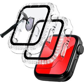 2 Pack ZhaoJum 38mm Watch Bling Case Screen Protector Compatible with Apple Watch Face Accessories and iWatch Series 3 2 1 Glitter Bumper (Clear)