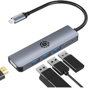 USB C Hub Multiport Adapter, C Hub 5 in 1,KCA_S, 3xUSB,4K HDMI & iPhone Charging Port.Compatible with Thunderbolt3 MacBook, iPad, Air, HP Envy, Lenovo, Samsung, Hawaie, Windows & More Type C Devices in Kuwait
