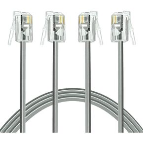 2Pack Phone Cord 1ft Telephone Cord Phone Line Cord RJ11 6P4C Male to Male for Landline Phone and Fax - 1 Foot