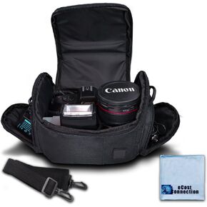 Extra Large Camera Bag Fully Padded Gadget Case with Dual Buckles for Sony,Nikon, Canon, Olympus, Pentax, Panasonic, Samsung & Many More SLR Cameras & Camcorders, Black in Kuwait