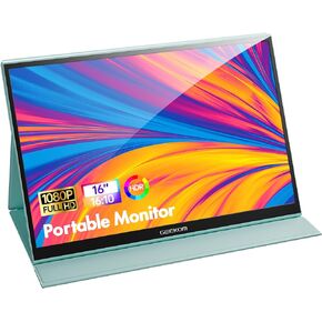 شاشة GEEKOM المحمولة مقاس 16 بوصة، وشاشة موسع للكمبيوتر المحمول USB-C مع غطاء ذكي ومكبر صوت مزدوج HDMI IPS HDR وشاشة كمبيوتر خارجية رفيعة للغاية لأجهزة الكمبيوتر والهواتف وأجهزة Mac وXbox PS4 Switch in Kuwait