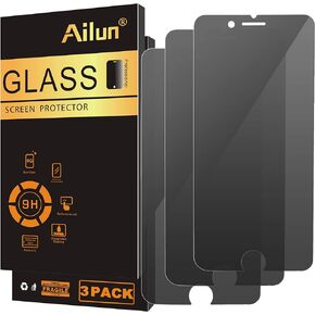 Ailun Screen Protector for iPhone 8 Plus 7 Plus Privacy Anti Glare 3Pack Anti Spy Private Tempered Glass [Black]