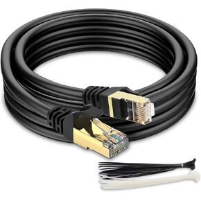 كابل إيثرنت MAXLIN CABLE Cat 7 للألعاب - سلك توصيل شبكة LAN بطول 35 قدمًا، كابل إنترنت عالي السرعة 10 جيجابايت في الثانية، RJ45، 24AWG، موصلات 600 ميجاهرتز لجهاز التوجيه والمودم، متوافق مع التلفزيون والكمبيوتر الشخصي وPS3 in Kuwait