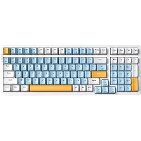 Merdia Wireless Mechanical Keyboard, Triple Mode 2.4G/USB-C/BT Gaming Keyboard, 100 Keys Ice Blue Backlit, Red Switch Rechargeable Wired Keyboard Blue & Yellow & White Combo Color for Office/Gaming in Saudi Arabia
