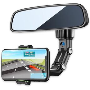 حامل هاتف LvShuLiangPin بمرآة الرؤية الخلفية للسيارة، يدور 360 درجة، حامل هاتف متعدد الوظائف وحامل GPS حامل هاتف سيارة عالمي لجميع الهواتف الذكية in Kuwait