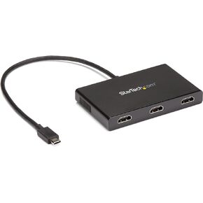محول StarTech.com 3 منافذ USB-C متعدد الشاشات، USB من النوع C إلى 3x DisplayPort 1.2 MST Hub، موسع / مقسم عرض الكمبيوتر المحمول الثلاثي 1080p 30 هرتز DP، كابل مدمج طويل جدًا، Windows (MSTCDP123DP) in Kuwait