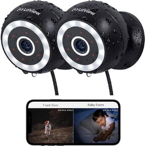 LaView 5G& 2.4GHz Security Cameras Outdoor Indoor,4MP 2K Wired Cameras for Home Security with Starlight Color Night Vision,IP65, Spotlight,2-Way Audio,AI Human Detection,Works with Alexa (4 Pack)