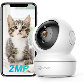 قبة كاميرا أمان داخلية من EZVIZ، مراقبة الأطفال/الحيوانات الأليفة، مقلاة/إمالة 360 درجة 1080 بكسل، رؤية ليلية ذكية بالأشعة تحت الحمراء، كشف الحركة، منطقة مخصصة، تتبع تلقائي، صوت ثنائي الاتجاه، متوافق مع Alexa وGoogle(C6N) in Kuwait