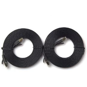 REXUS Cat 7 Black Flat Shielded Ethernet Network Cable (50 FT), High Speed 10Gbps LAN Wires Internet Patch Cable with RJ45 Connector Faster Than Cat5/Cat5e/Cat6 (C7F150H) in Saudi Arabia
