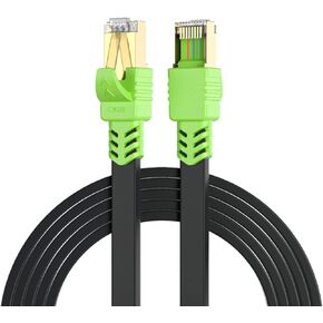 كابل إيثرنت CAT 8 بطول 65 قدمًا، كابل شبكة LAN مسطح عالي السرعة 26AWG تصحيح 40 جيجابت في الثانية، 2000 ميجا هرتز مع موصل RJ45 مطلي بالذهب لجهاز التوجيه والمودم والكمبيوتر الشخصي والمحولات والمحور والكمبيوتر المحمول والألعاب وXbox in Kuwait