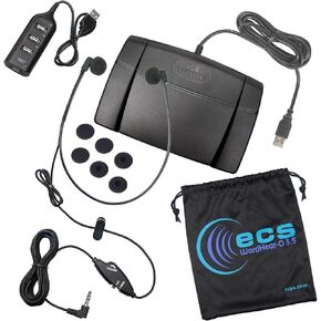 ECS 3.5 mm Stereo and Mono Audio Transcription Headset with Infinity-3 USB Foot Pedal - Includes USB Hub and Ear Cushions in Saudi Arabia