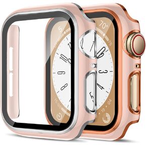 SOLOLUP 2 Pack Cases for Apple Watch Case 45mm iwatch Case Series9/8/7 Built in Tempered Glass Screen Protector Ultra-Thin Bumper Full Coverage for Apple Watch Protective Cover for Women Men