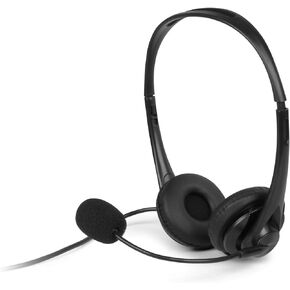 Aluratek Wired 3.5mm Stereo Headset with Noise Reducing Boom Mic and in-Line Controls, for Distance Learning, Zoom, MS Teams, Video Conferencing, Skype, Gaming, Music Play, Webinars (AWH352FB), Black