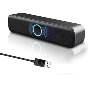 مكبر صوت صغير من HONKYOB مزود بمنفذ USB ومكبر صوت ستيريو يعمل بالوسائط المتعددة لأجهزة الكمبيوتر المحمول والكمبيوتر المحمول (أسود)
