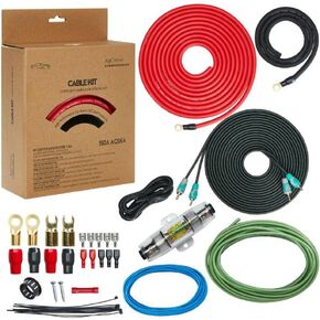 8 Gauge Amp Wiring Kit, 100% OFC Oxygen Free Copper Complete Amplifier Wire Installation Kit- Make Connections and Brings Power to Car Home and Marine Audio Systems in Kuwait