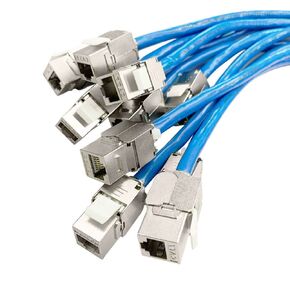 ZOERAX 24 قطعة Cat7 Cat6a Keystone Jack Cat 7 RJ45 STP أداة أقل من نوع سبائك الزنك وحدة مقابس محول مقرنة لكابل إيثرنت S/FTP صلب أو مجدول من 22 إلى 26 AWG