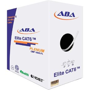 Elite Cat6 Plenum (CMP), Ethernet Cable 1000ft, Unshielded Twisted Pair (UTP) 23AWG, Solid Pure Bare Copper, 550MHz, UL Certified, Easy to Pull (Reelex II) Box, Bulk Networking Cable, Violet