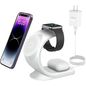 Magsafe Charger Stand, Wireless 3 in 1 Charger with QC3.0 Adapter, Magnetic Wireless Charger Compatible with iPhone 15,14,13,12 Pro Max/Pro/Mini/Plus, iWatch se/8/7/6/5/4/3/2, AirPods(Black) in Saudi Arabia