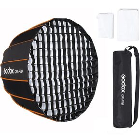 GODOX QR-P70 27.5 inch / 70cm Parabolic Softbox Bowens Mount, Quick Release Parabolic Softbox, w/Front & Inner Diffuser and Grid SL-60W AD600BM VL150 UL150 SL150II Amaran 100X 200D 200X in Saudi Arabia