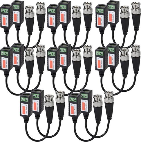 Passive Video Balun Connectors 8 Pairs Cat5 HD Mini CCTV BNC Video Balun Transceiver Cable with Lighting Protection and Coax BNC Connector to RJ45 Terminal for CCTV Surveillance Camera Systems in Kuwait