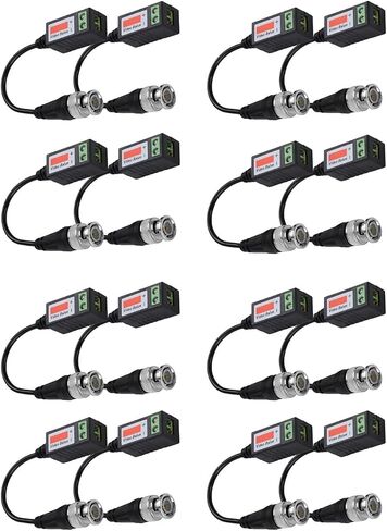 Passive Video Balun Connectors 8 Pairs Cat5 HD Mini CCTV BNC Video Balun Transceiver Cable with Lighting Protection and Coax BNC Connector to RJ45 Terminal for CCTV Surveillance Camera Systems in Kuwait