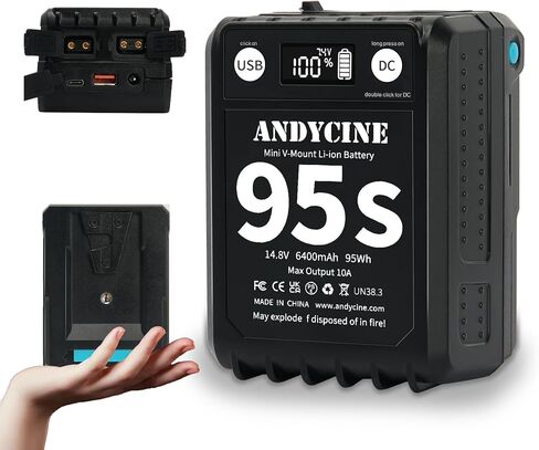 ANDYCINE 95Wh Micro V Mount Battery Dual D TAP Output，USB-A USB-C Output DC Output with LCD Capacity Indicator in Kuwait