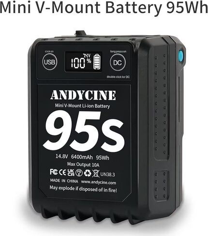 ANDYCINE 95Wh Micro V Mount Battery Dual D TAP Output，USB-A USB-C Output DC Output with LCD Capacity Indicator in Kuwait