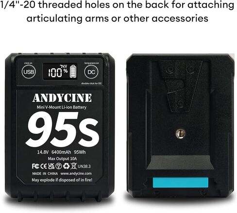 ANDYCINE 95Wh Micro V Mount Battery Dual D TAP Output，USB-A USB-C Output DC Output with LCD Capacity Indicator in Kuwait