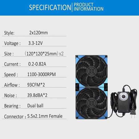 120mmx6 720mm Adjustable PC Ventilation & Exhaust Fan with Speed Controller in Kuwait