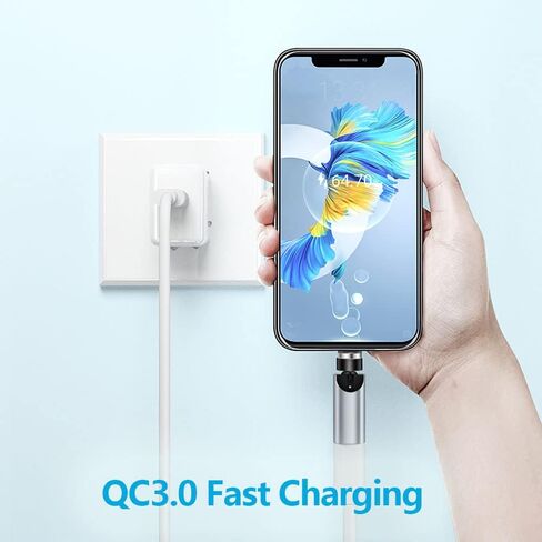 SHEEAST USB C محول مغناطيسي 2 حزمة 540 درجة دوران 3 في 1 QC 3.0 شحن سريع أقصى دعم 3A، فضي in Kuwait