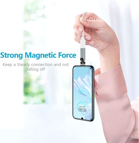 SHEEAST USB C محول مغناطيسي 2 حزمة 540 درجة دوران 3 في 1 QC 3.0 شحن سريع أقصى دعم 3A، فضي in Kuwait