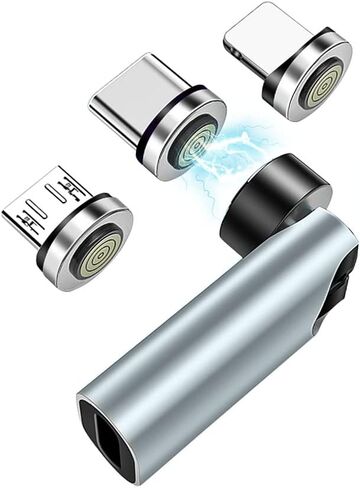 SHEEAST USB C محول مغناطيسي 2 حزمة 540 درجة دوران 3 في 1 QC 3.0 شحن سريع أقصى دعم 3A، فضي in Kuwait
