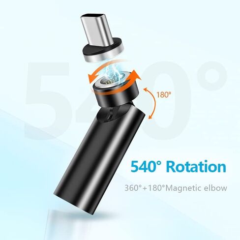 USB C Magentic Adapter 540 Degree Rotation 3 in 1 QC 3.0 Fast Charging Max Support 3A, Grey in Kuwait