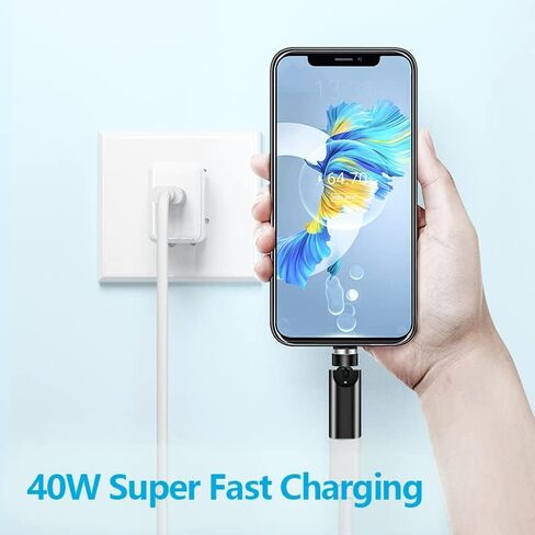 USB C Magentic Adapter 540 Degree Rotation 3 in 1 QC 3.0 Fast Charging Max Support 3A, Grey in Kuwait