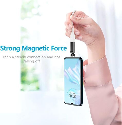 USB C Magentic Adapter 540 Degree Rotation 3 in 1 QC 3.0 Fast Charging Max Support 3A, Grey in Kuwait