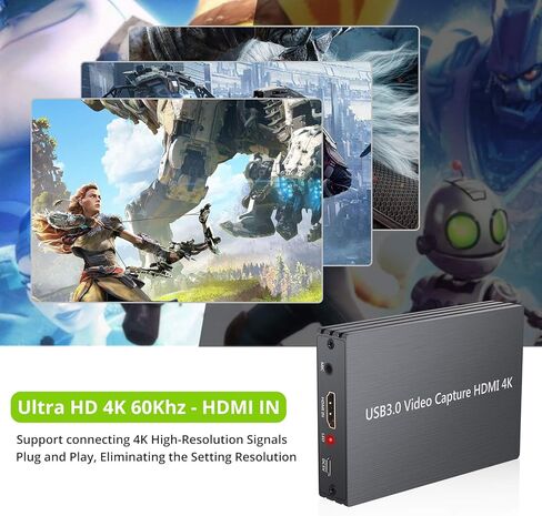 بطاقة التقاط اتش دي ام اي 4 كيه من مايكرووير مع مدخل ميكروفون محيطي HDMI وإخراج صوت، صندوق تسجيل تسجيل HDMI إلى USB 3.0 كاميرا فيديو حية تدعم شاشة 1080P بنظام تشغيل ويندوز ماك in Kuwait