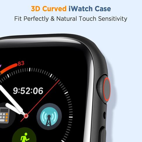 حافظة منحنية ثلاثية الأبعاد لساعة Apple Watch Series 7، واقي شاشة من الزجاج المقوى 41 ملم iWatch غطاء كامل للوجه ملحقات الساعة الذكية (أسود + أبيض) in Kuwait