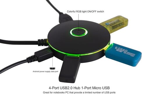 Wabao UFO HUB 5-Port USB2.0 1-Micro USB Hub 7 Color Breathing Power Supply lamp, Independent Switch in Saudi Arabia