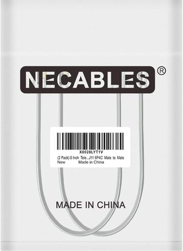 NECABLES 2Pack 3 Inch Short Telephone Cord Phone Cable for Landline | Wall Phone Cord RJ11 6P4C Male to Male Gray in Kuwait