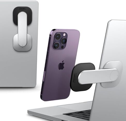 Spigen OneTap (MagFit) Designed for Magsafe Mount Stand Magnetic Mount for Laptops/Monitors Compatible with iPhone 16/15/14/13/12 Series, AirPod Pro, AirPod Pro 2, AirPod 3 Mount - Silver in Kuwait