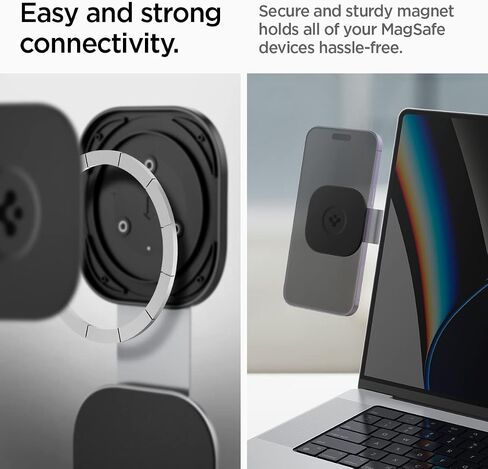 Spigen OneTap (MagFit) Designed for Magsafe Mount Stand Magnetic Mount for Laptops/Monitors Compatible with iPhone 16/15/14/13/12 Series, AirPod Pro, AirPod Pro 2, AirPod 3 Mount - Silver in Kuwait